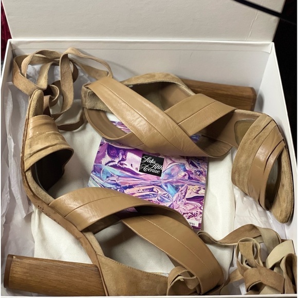 VINCE Beatrice Suede Wrap Heel, Size EUR37.5/  7.5US - Picture 2 of 6